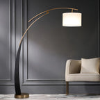 Arm Adjustable Arc Floor Lamp with Drum Shade for Living Room