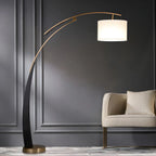 Arm Adjustable Arc Floor Lamp with Drum Shade for Living Room