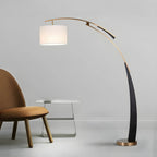 Arm Adjustable Arc Floor Lamp with Drum Shade for Living Room
