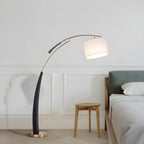 Arm Adjustable Arc Floor Lamp with Drum Shade for Living Room
