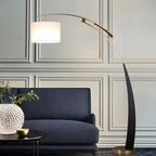 Arm Adjustable Arc Floor Lamp with Drum Shade for Living Room