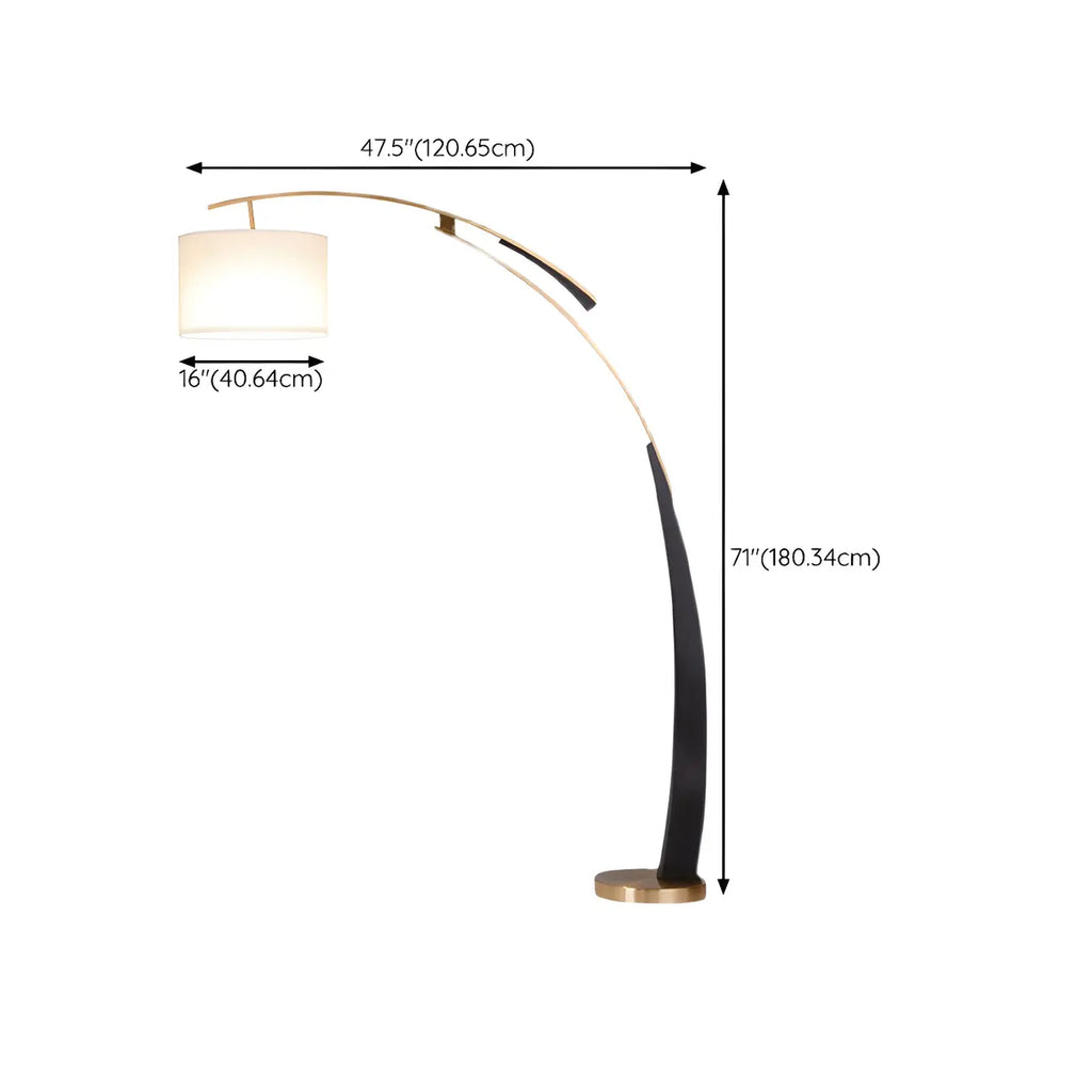 Arm Adjustable Arc Floor Lamp with Drum Shade for Living Room