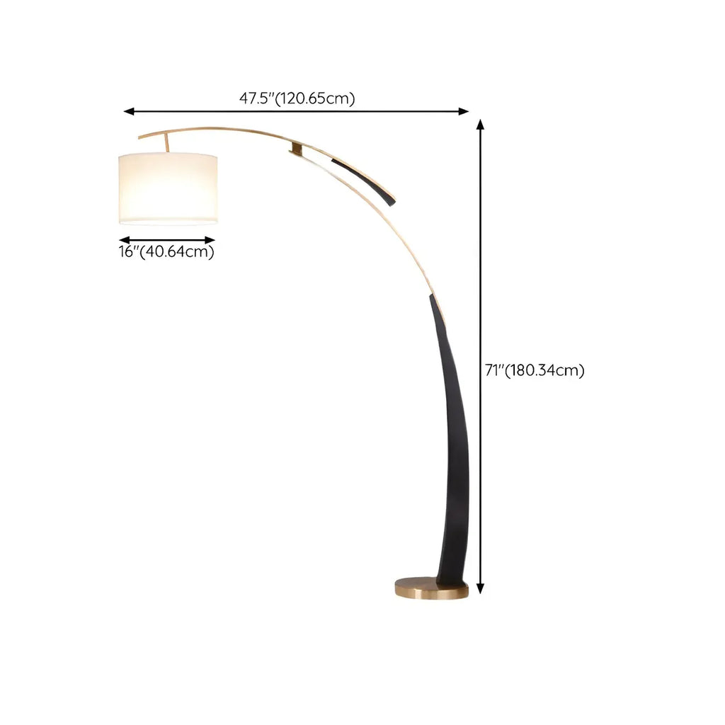 Arm Adjustable Arc Floor Lamp with Drum Shade for Living Room
