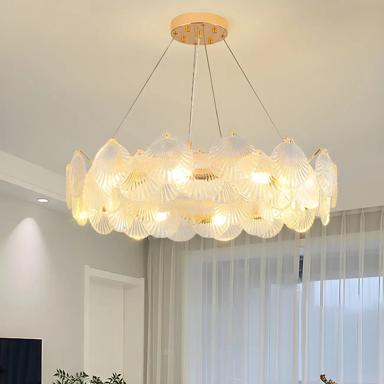 Modern Gold Shell Chandelier for Living Room