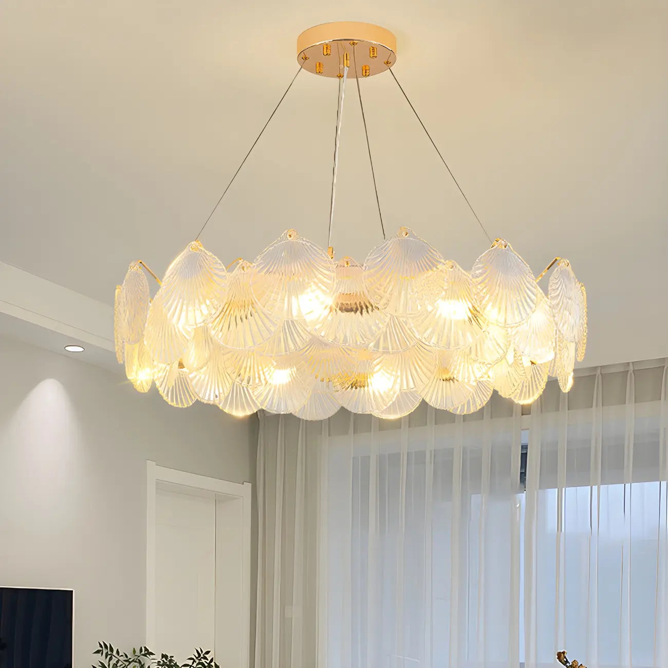 Modern Gold Shell Chandelier for Living Room