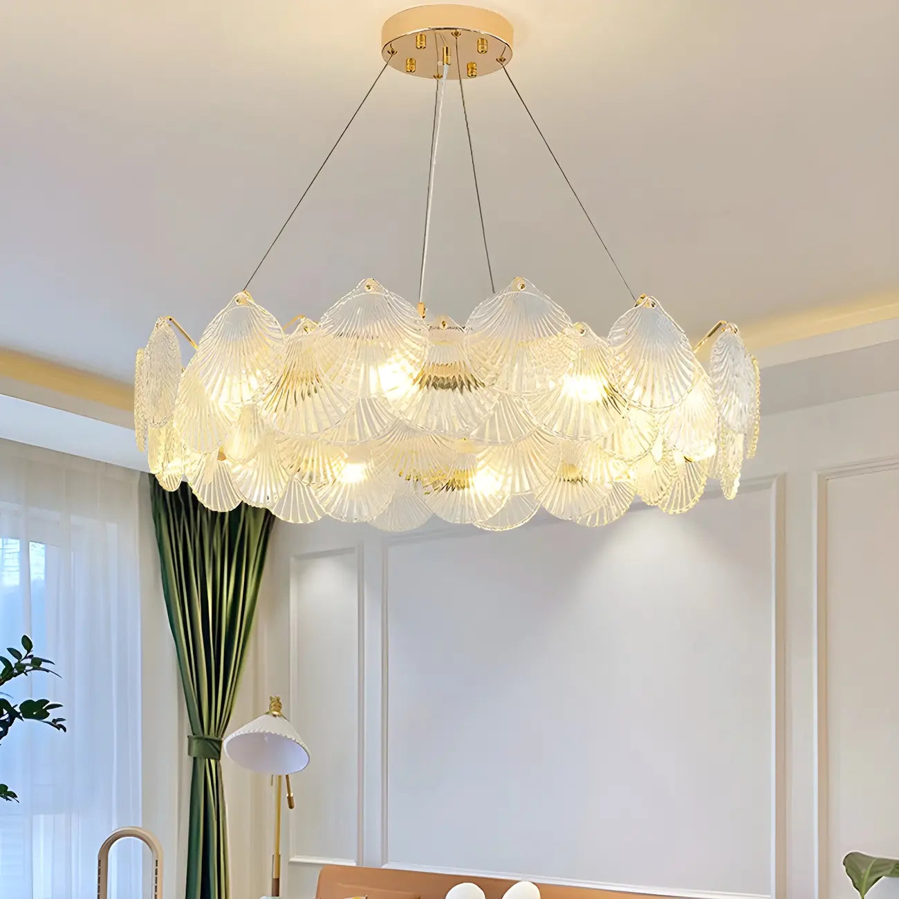 Modern Gold Shell Chandelier for Living Room