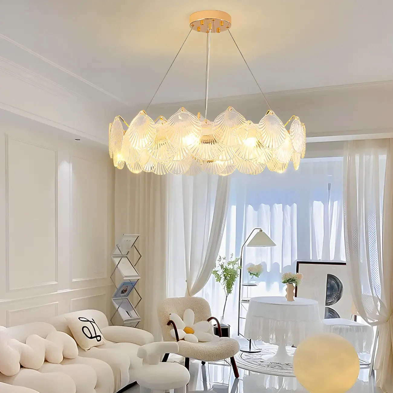 Modern Gold Shell Chandelier for Living Room