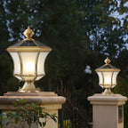 Classic Brass Curved Solar Outdoor Post Lights