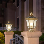 Classic Brass Curved Solar Outdoor Post Lights