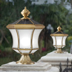 Classic Brass Curved Solar Outdoor Post Lights