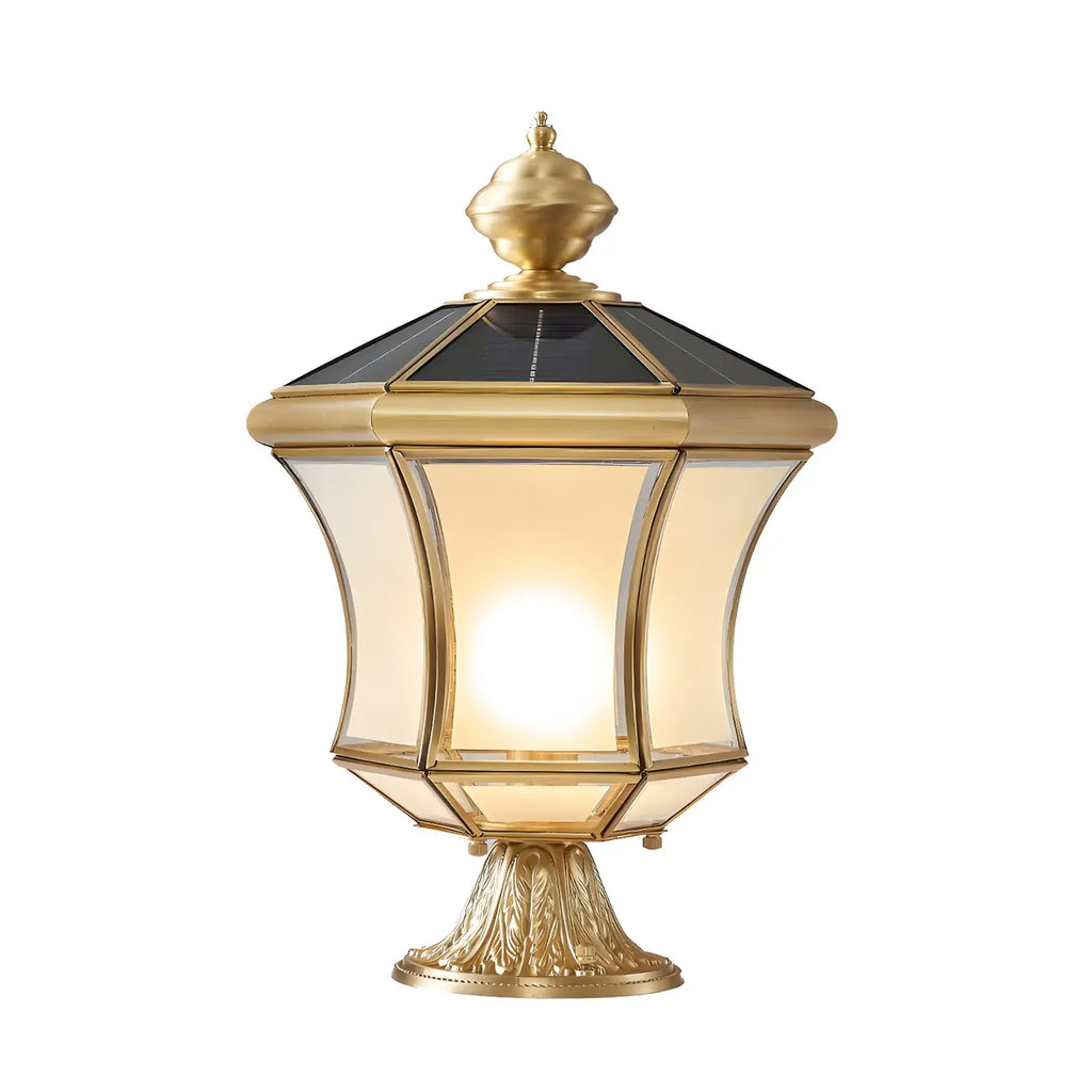 Classic Brass Curved Solar Outdoor Post Lights