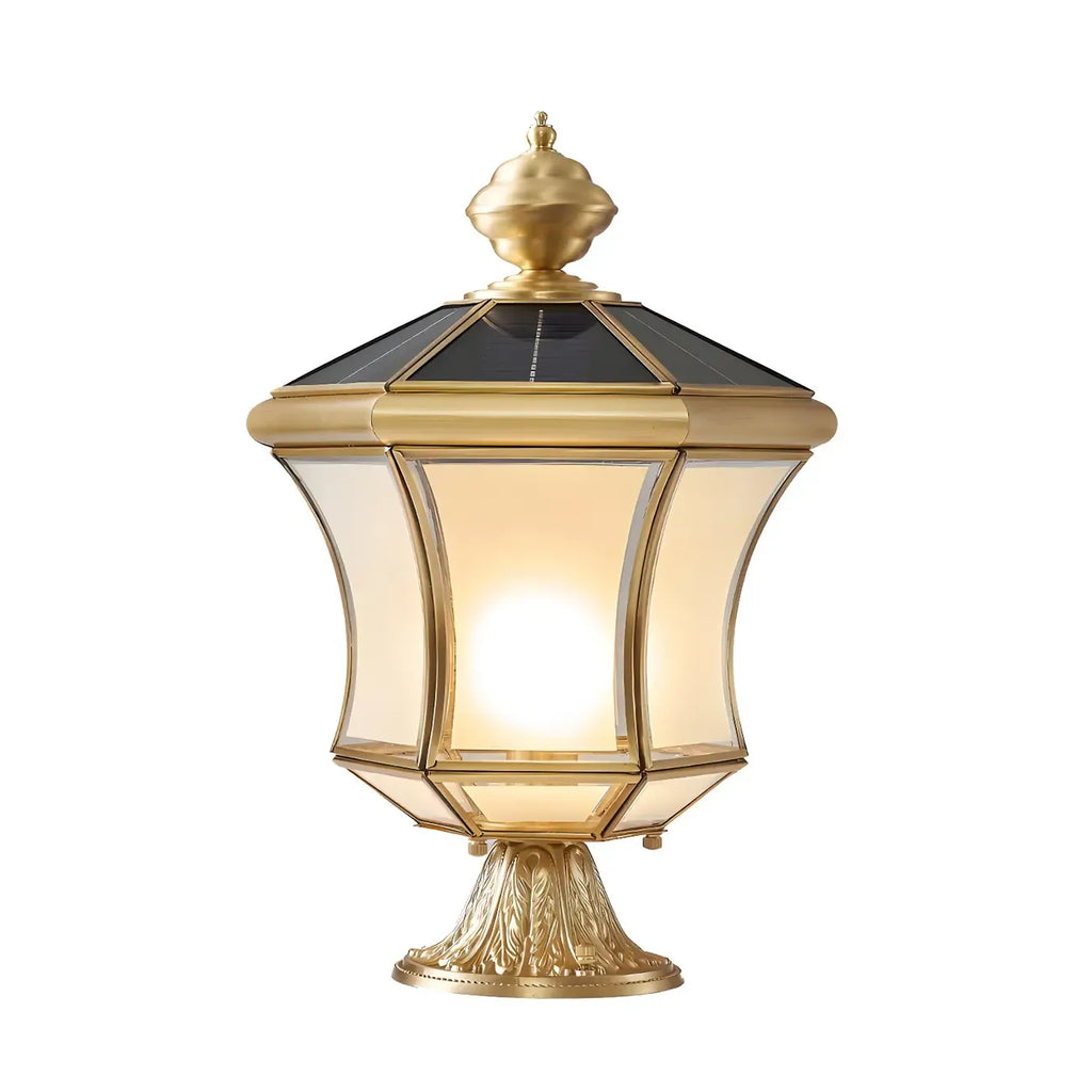 Classic Brass Curved Solar Outdoor Post Lights