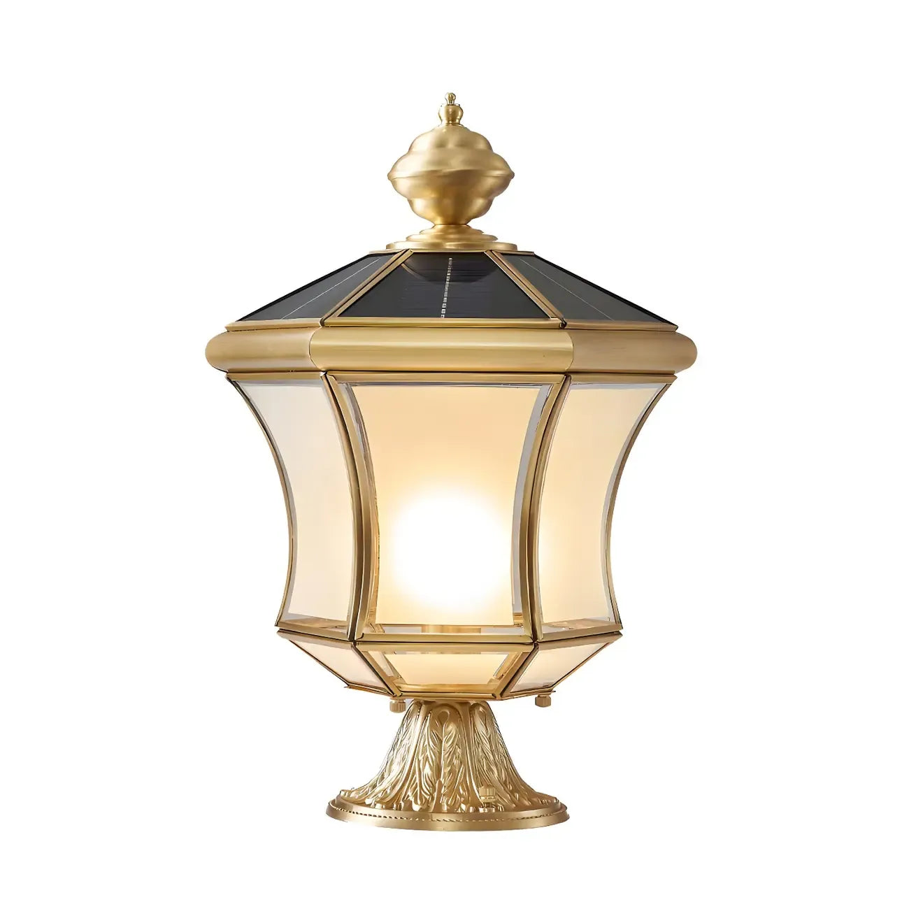 Classic Brass Curved Solar Outdoor Post Lights