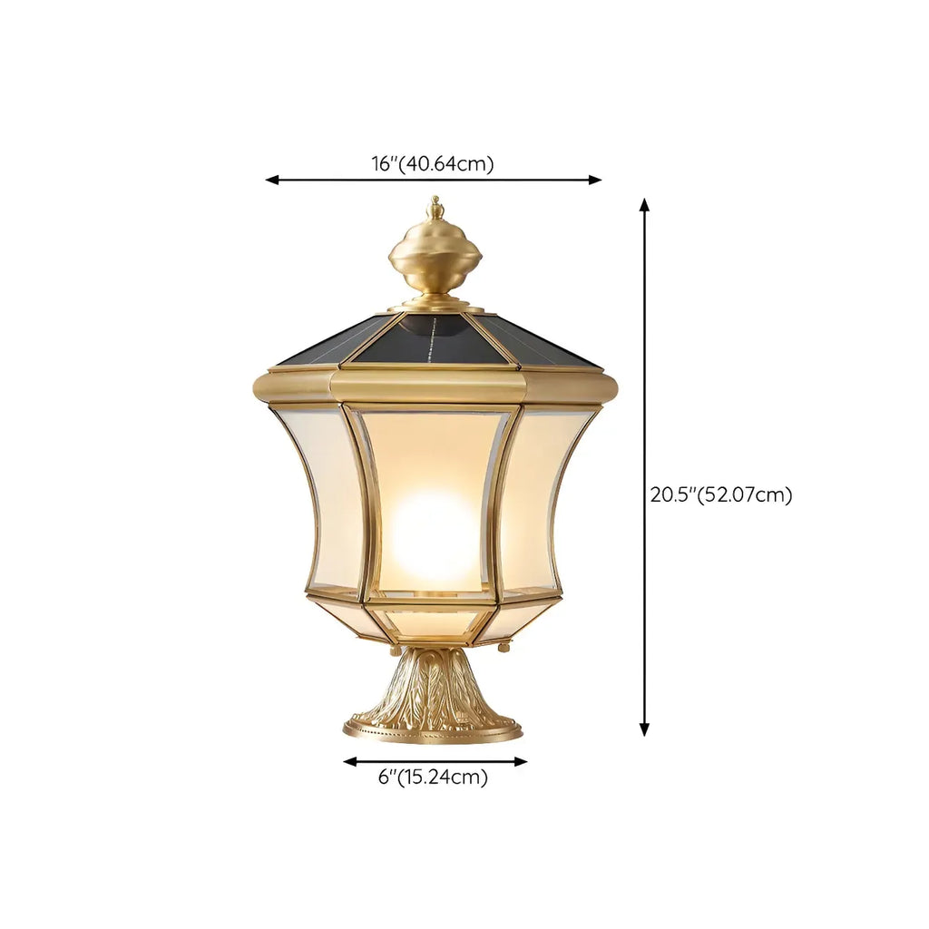 Classic Brass Curved Solar Outdoor Post Lights