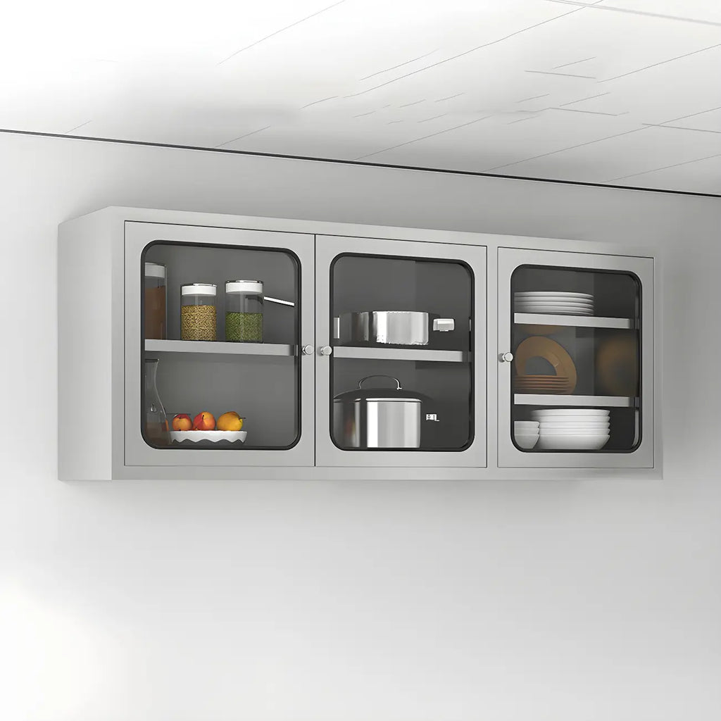 Elegant Stainless Steel Wall-Mounted Display Cabinet