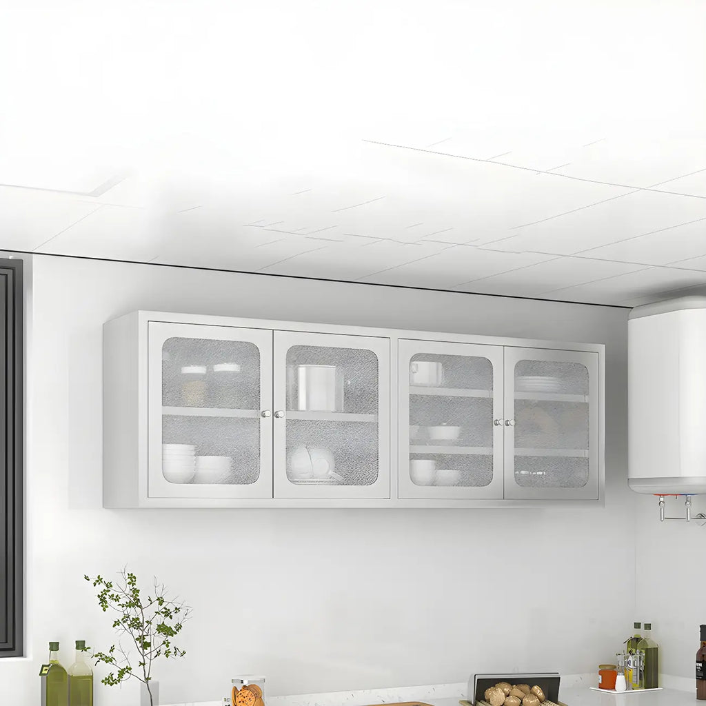 Elegant Stainless Steel Wall-Mounted Display Cabinet