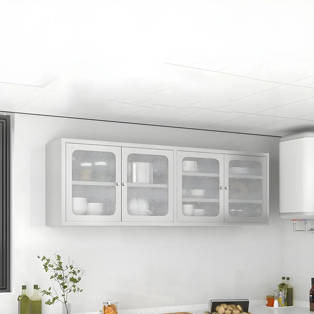 Elegant Stainless Steel Wall-Mounted Display Cabinet