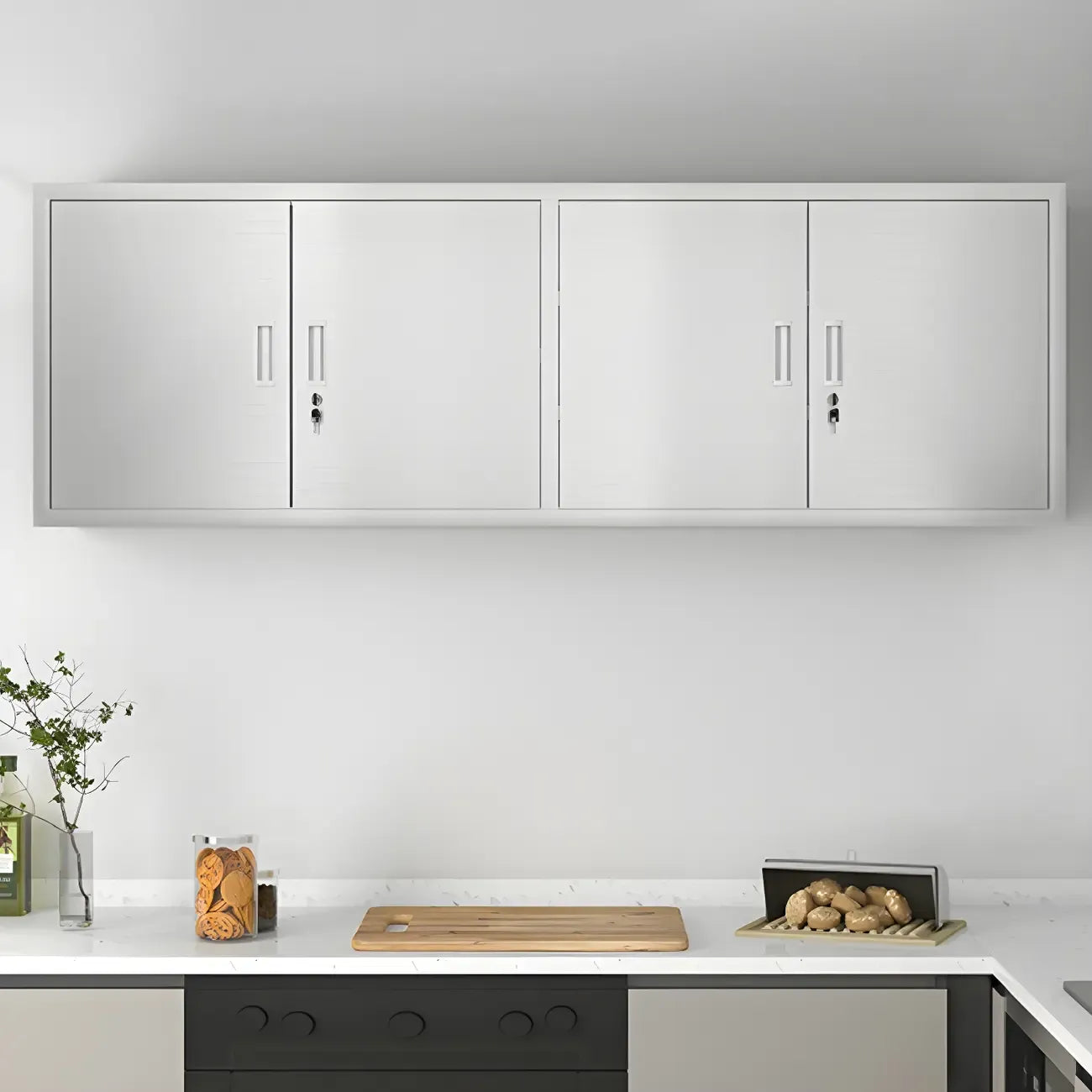 Elegant Stainless Steel Wall-Mounted Display Cabinet