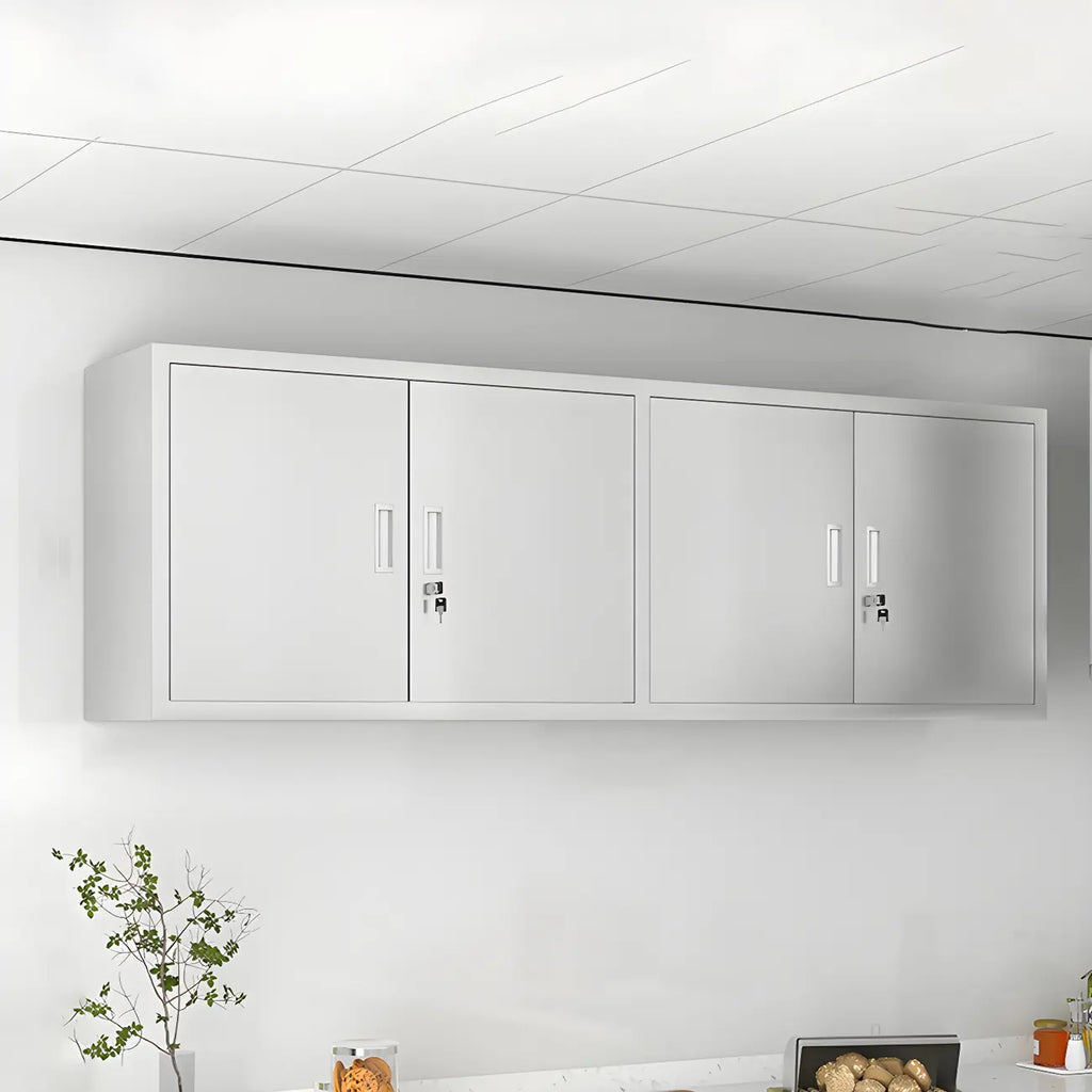 Elegant Stainless Steel Wall-Mounted Display Cabinet