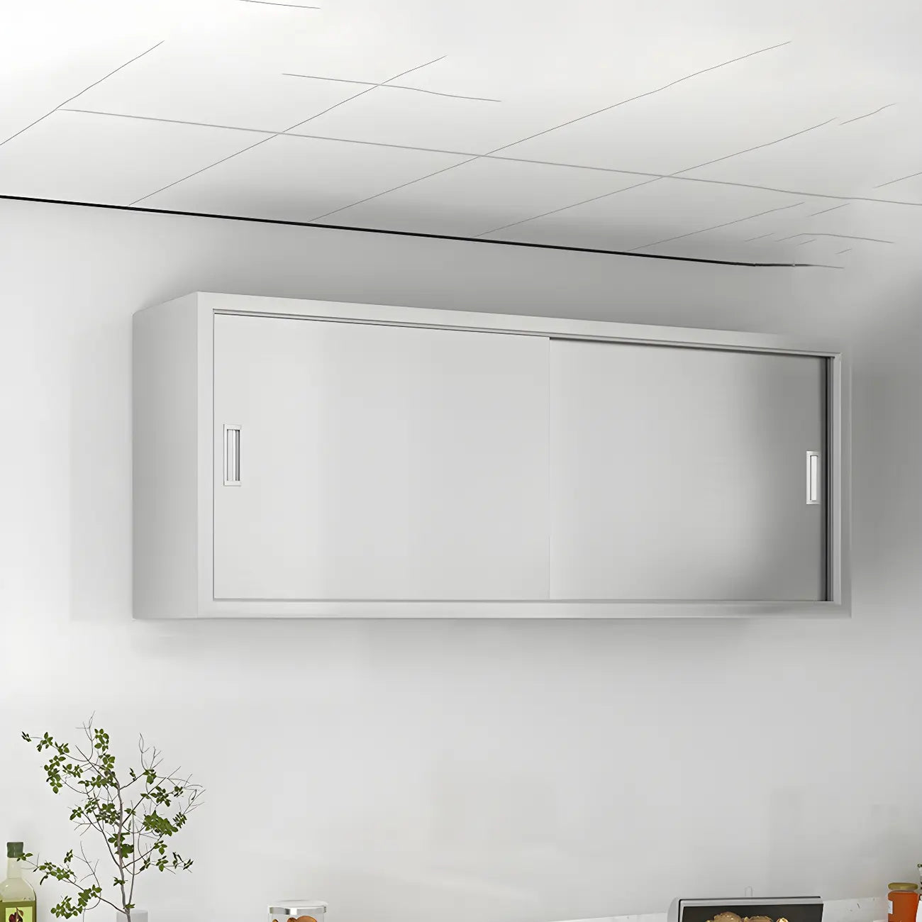 Elegant Stainless Steel Wall-Mounted Display Cabinet