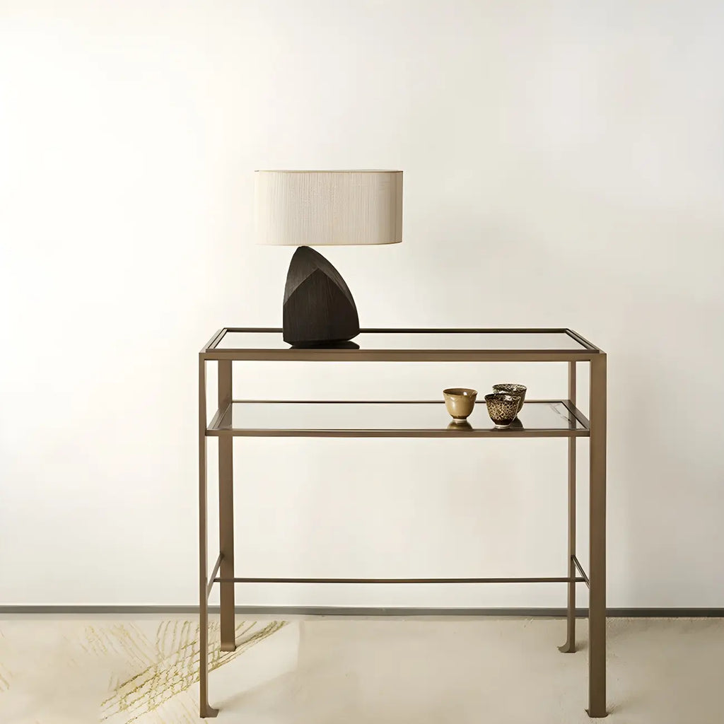 LED Natural Wood Fabric Bedside Table Lamp Japandi Style