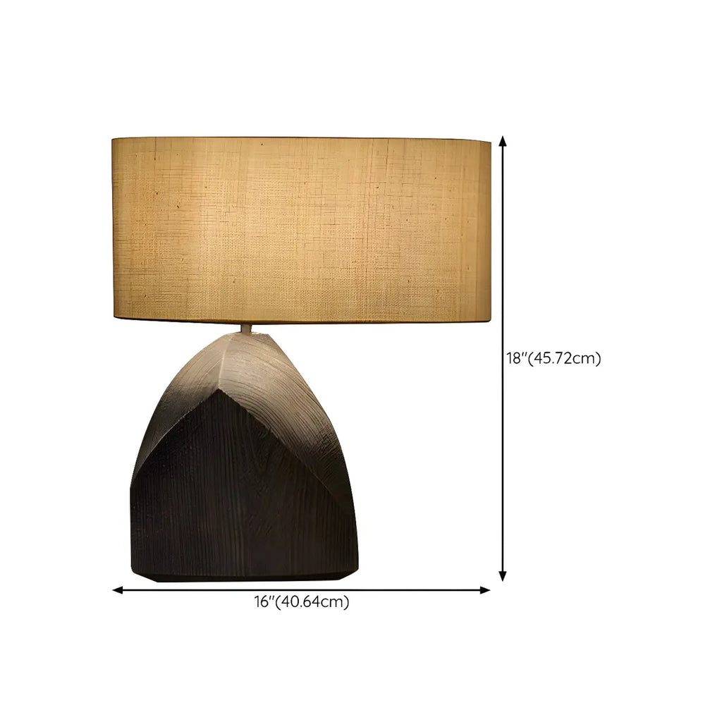 LED Natural Wood Fabric Bedside Table Lamp Japandi Style