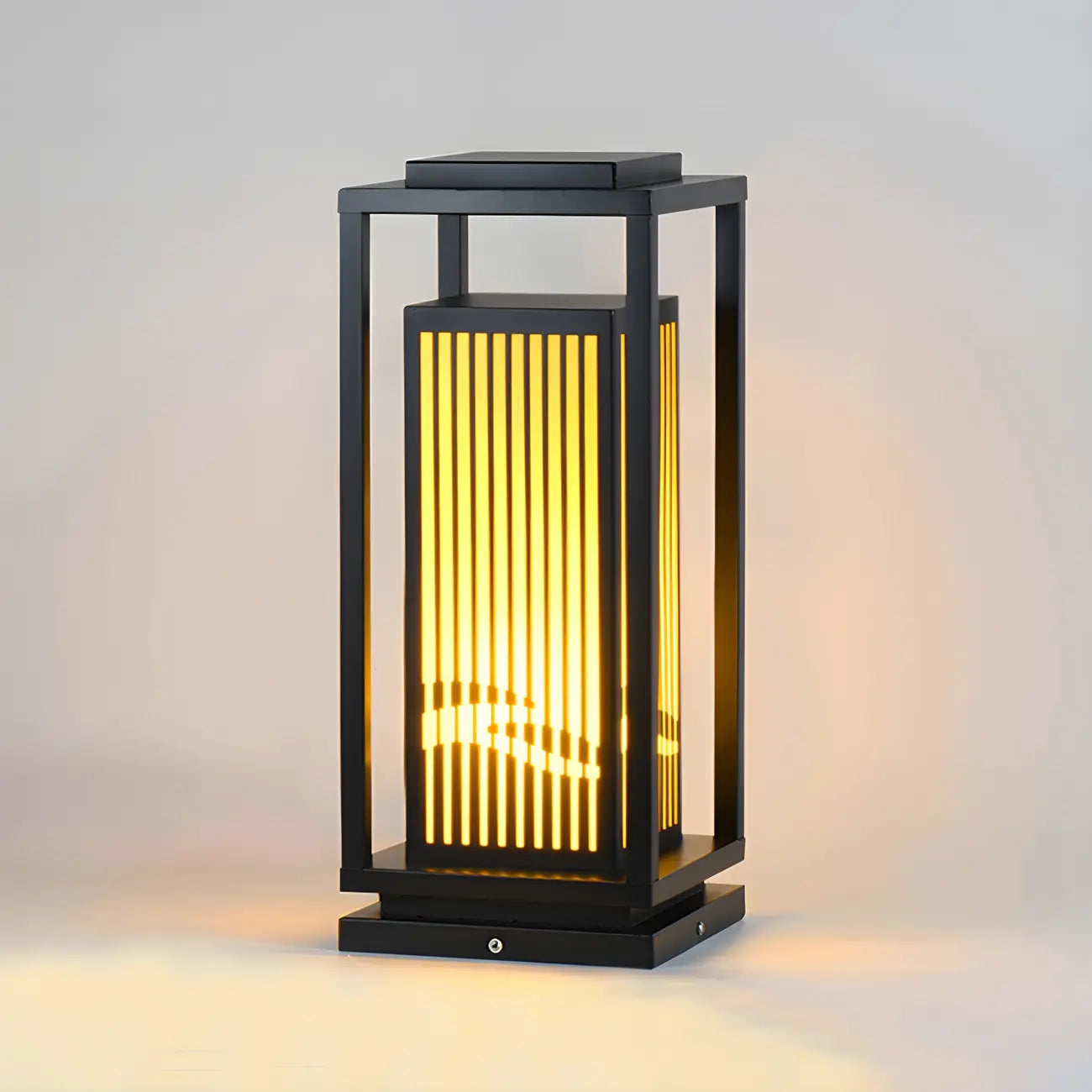 Black Metal Vertical Striped Post Cap Light