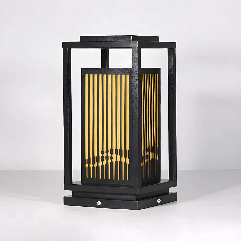 Black Metal Vertical Striped Post Cap Light