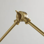 Vintage Wood Base Brass Metal Swing Arm Wall Light