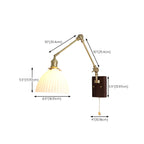 Vintage Wood Base Brass Metal Swing Arm Wall Light