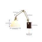 Vintage Wood Base Brass Metal Swing Arm Wall Light
