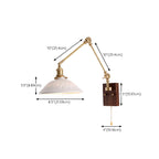 Vintage Wood Base Brass Metal Swing Arm Wall Light