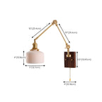 Vintage Wood Base Brass Metal Swing Arm Wall Light