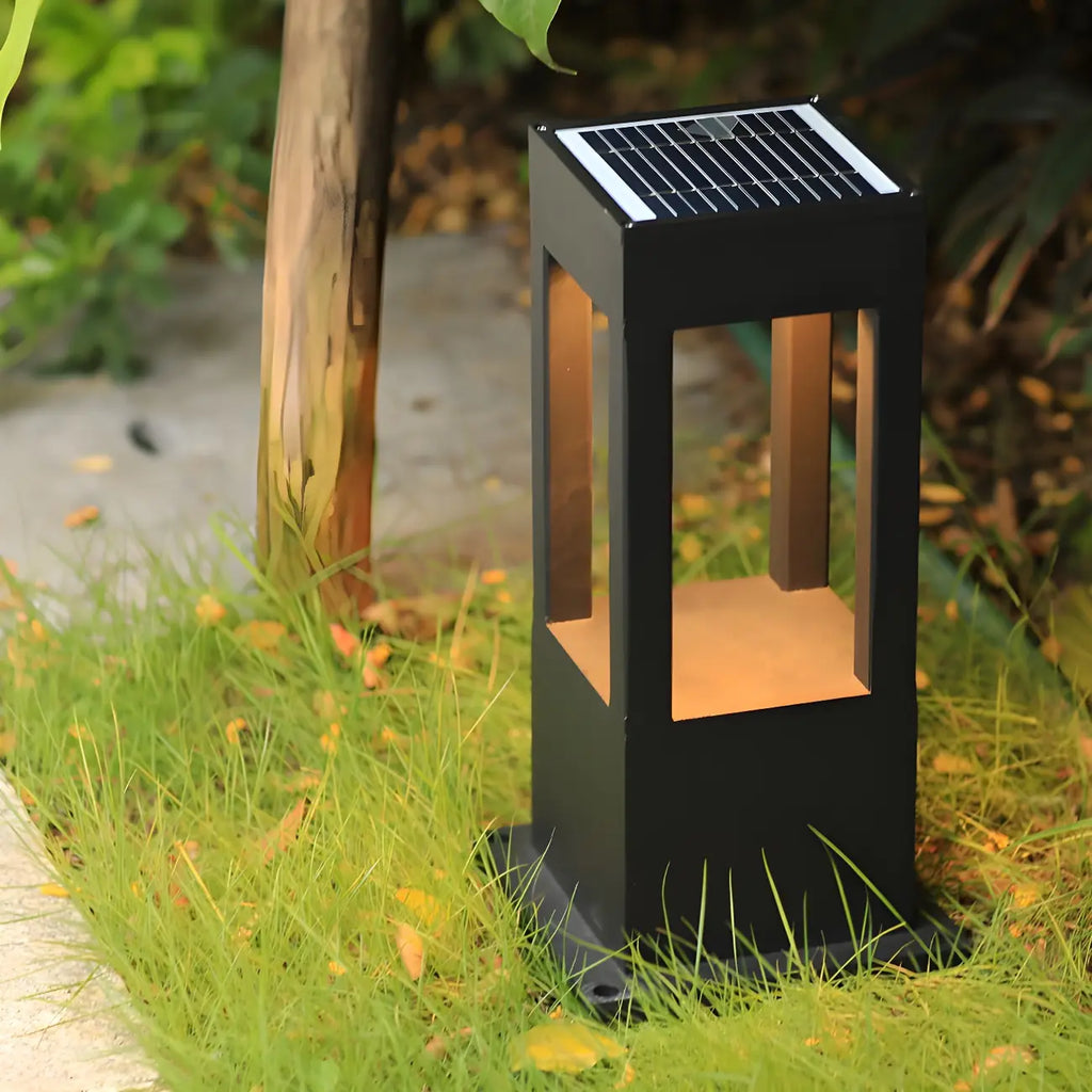 Solar Black Metal Bracket LED Outdoor Post Lights