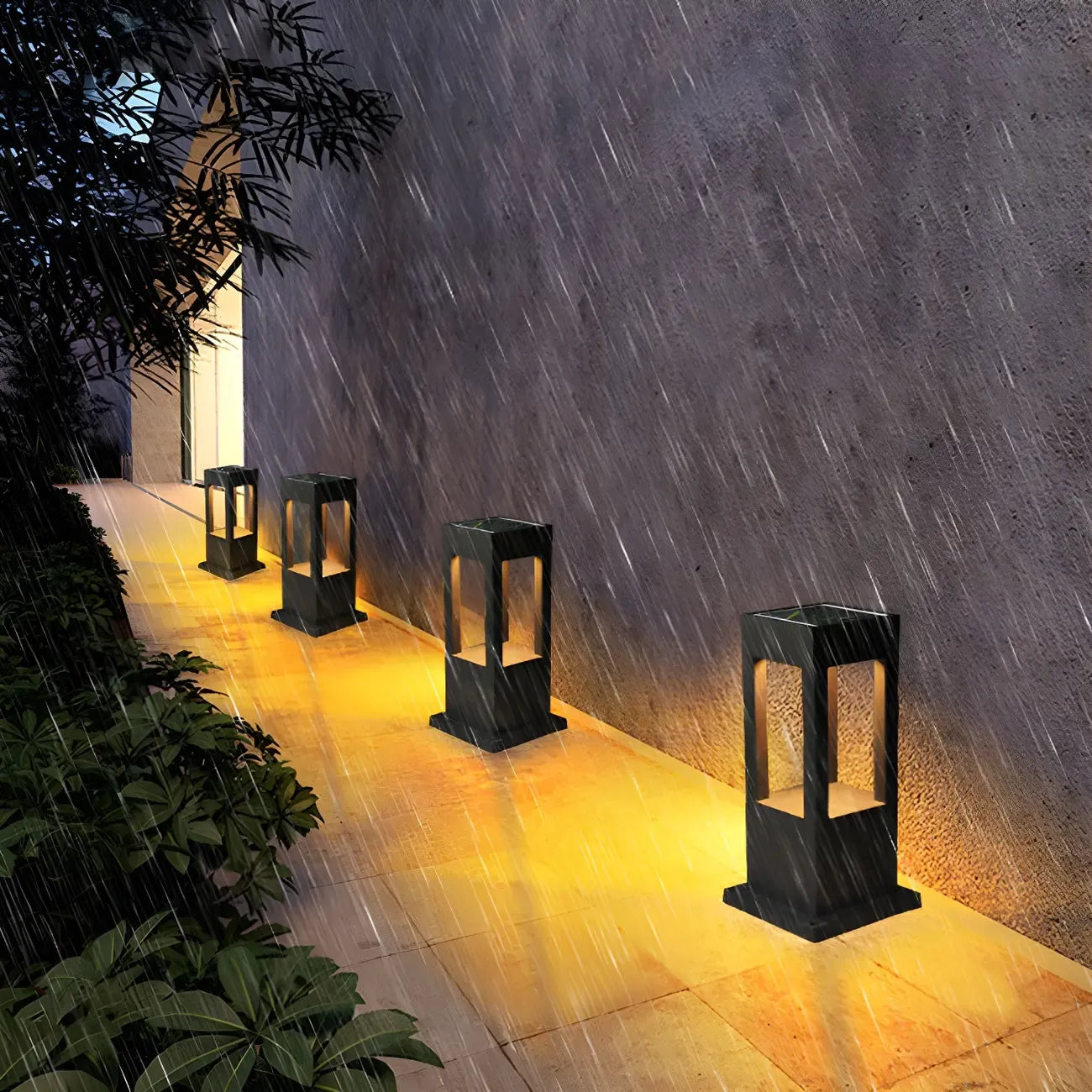 Solar Black Metal Bracket LED Outdoor Post Lights