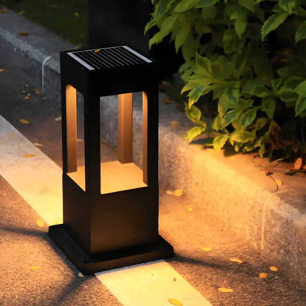 Solar Black Metal Bracket LED Outdoor Post Lights