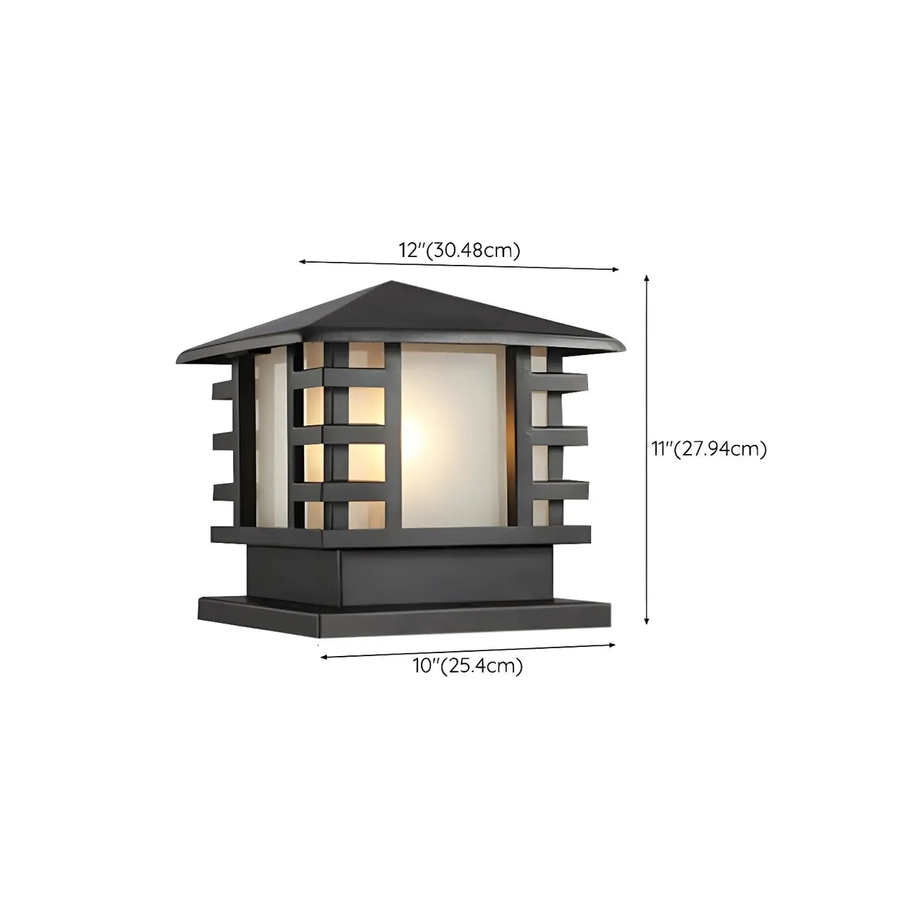 Black Metal Lantern-Shape Solar Outdoor Post Lights