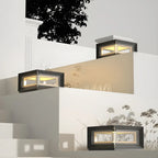 Black Metal Clear Glass Ambient Cubic Post Cap Light