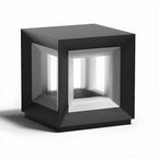 Black Metal Clear Glass Ambient Cubic Post Cap Light