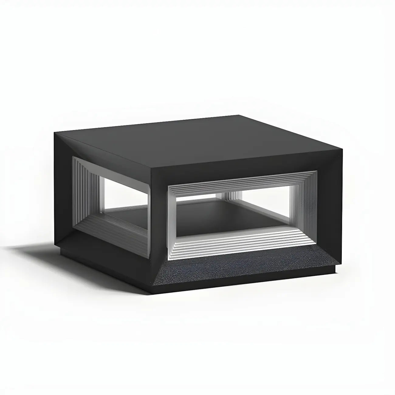 Black Metal Clear Glass Ambient Cubic Post Cap Light