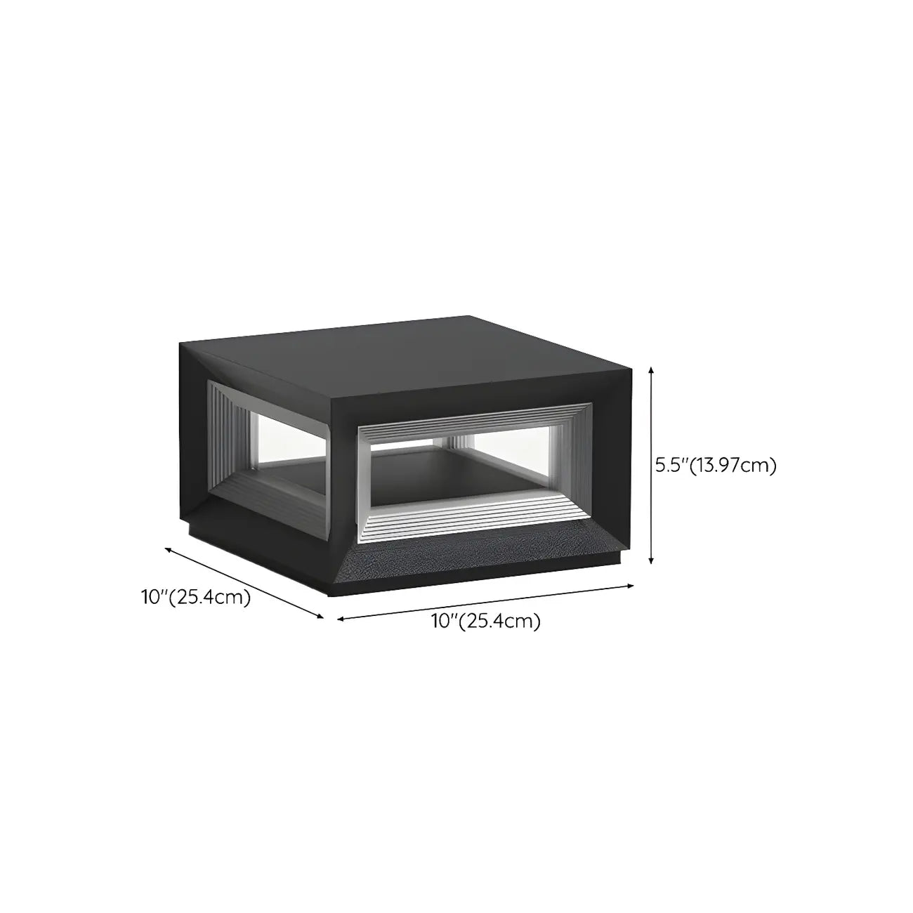 Black Metal Clear Glass Ambient Cubic Post Cap Light