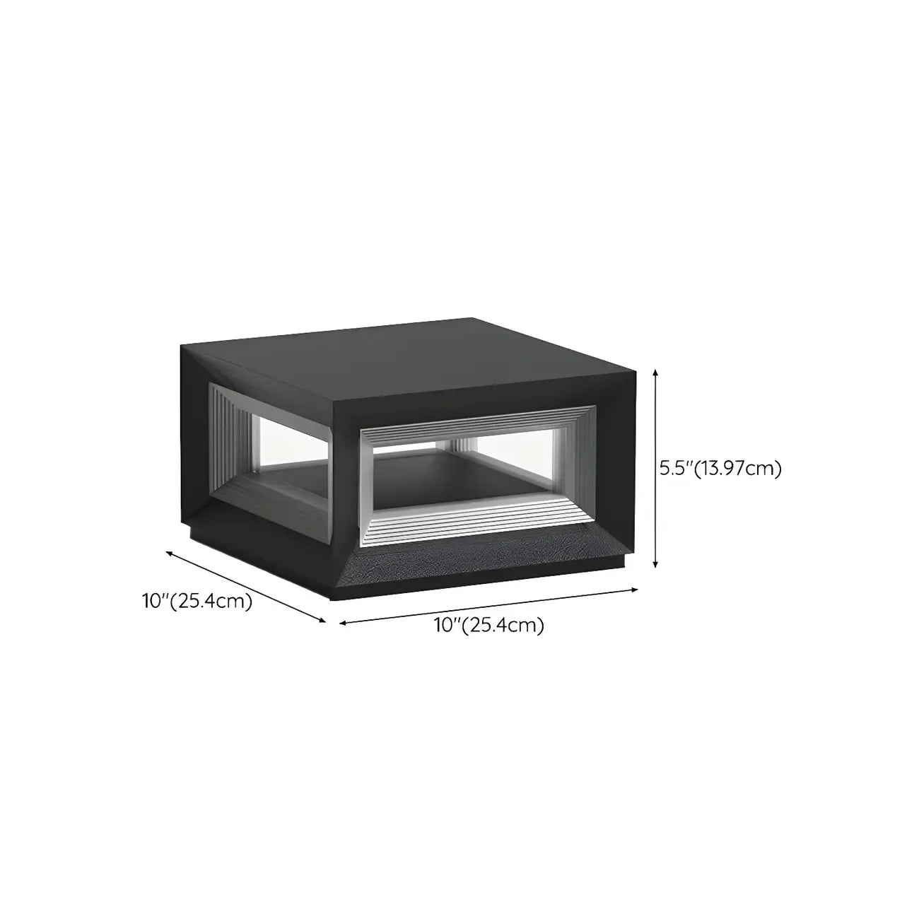 Black Metal Clear Glass Ambient Cubic Post Cap Light