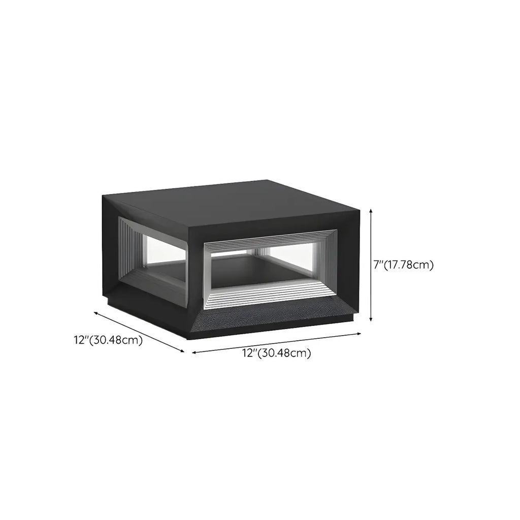 Black Metal Clear Glass Ambient Cubic Post Cap Light