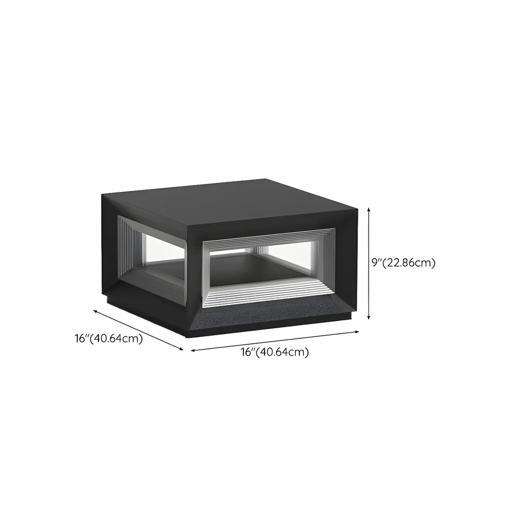 Black Metal Clear Glass Ambient Cubic Post Cap Light