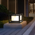 Elegant Solar Black Metal Cube Outdoor Post Lights