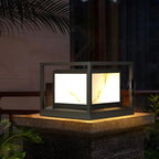 Elegant Solar Black Metal Cube Outdoor Post Lights