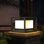 Elegant Solar Black Metal Cube Outdoor Post Lights