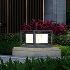 Elegant Solar Black Metal Cube Outdoor Post Lights