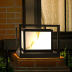 Elegant Solar Black Metal Cube Outdoor Post Lights
