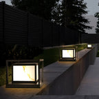 Elegant Solar Black Metal Cube Outdoor Post Lights